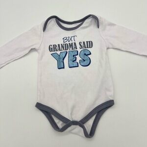 Kidgets But Grandma Said Yes Long Sleeve White One Piece 6-9 Months